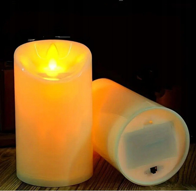 Qiri dekorativ LED Arti Casa Flameless, 7x16 cm, me bateri, ngjyrë krem