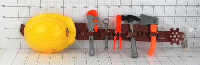 Set lodrash vegla ndërtimi Dromader Tools On A Belt 1237601, brez me vegla, helmetë plastike, shumëngjyrësh