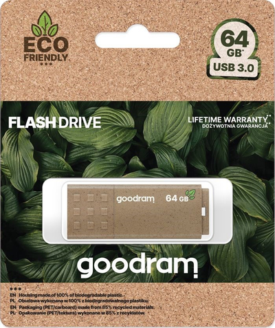 USB GoodRam UME3 Eco Friendly, 64GB, USB 3.0, jeshile
