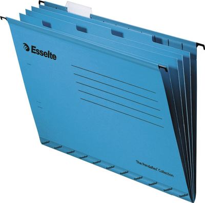 Dosje pezulluese Esselte Pendaflex, A4, e përforcuar, V Base, blu, 10 copë