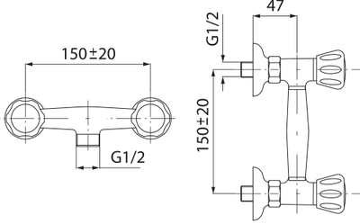 Сет батерии за туш Ferro Standard BST77, ѕидни, хром