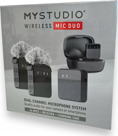 Безжичен микрофон Easypix MyStudio Mic Duo, 2 канали, сет со 2 лавалиера, црн