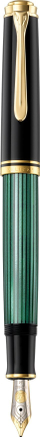 Stilolaps me pendë Pelikan Souverän M600, me piston, pendë ari 14K, jeshil me të zi