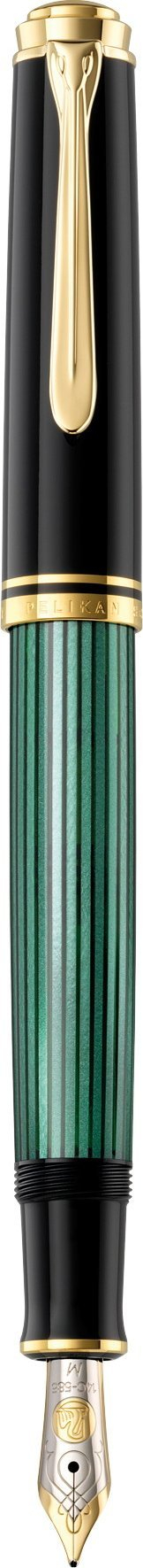 Stilolaps me pendë Pelikan Souverän M600, me piston, pendë ari 14K, jeshil me të zi
