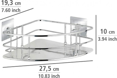 Shportë dushi Wenko Quadro Turbo-Loc, 27.5 cm, çelik inox, argjendi