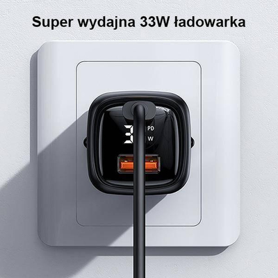 Karikues muri Usams T46 US CC152, 33W PD, 1x USB C 1x USB A, i bardhë