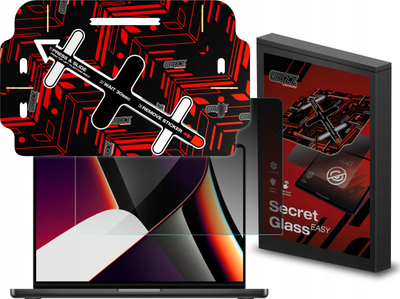 Xham privatësie GrizzGlass SecretGlass Easy për MacBook Pro 14" 2021–2025, xham mbrojtës ekrani, transparent