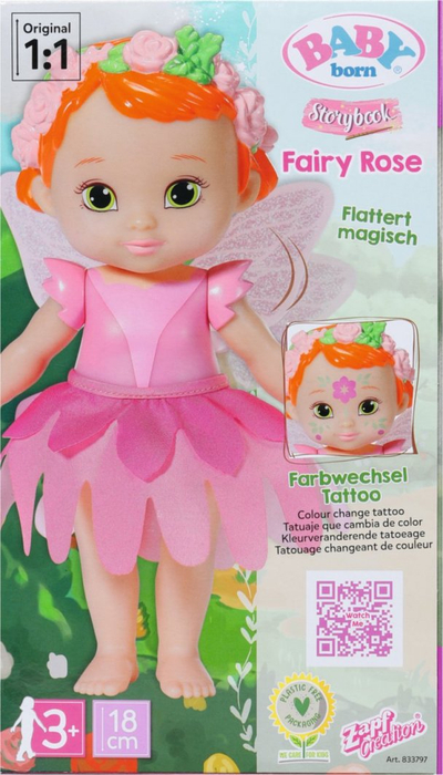Kukull zanash BABY born Storybook Fairy Rose, 18cm, me krahë lëvizës, me aksesorë, rozë