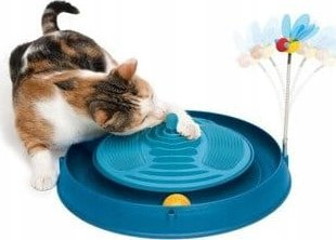 Lodër mace Catit Play Circuit Ball, pistë me top, jastëk gërryes me catnip, blu