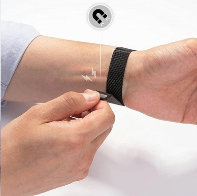Rrip ore inteligjente Mercury Mesh për Apple Watch 38/40/41 mm, çelik inox, me magnet, i zi