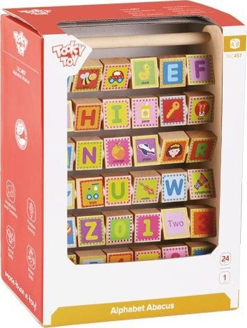 Едукативна играчка Tooky Toy Alphabet Abacus, од дрво, шарена