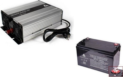 Set furnizim emergjent me energji AZO DIGITAL Sinus UPS-2000SR, 2000W, bateri 100Ah 12V, argjendtë