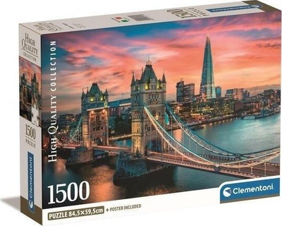 Puzzle Clementoni Compact London Twilight, 1500 copa, 84.5 x 59 cm, shumëngjyrësh
