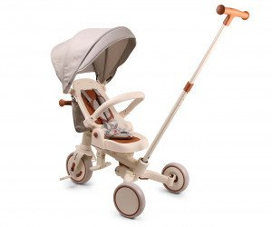 Tricikel fëmijësh Milly Mally Zippy 5in1, sedilje rrotulluese 180°, dorezë prindi, bezhë