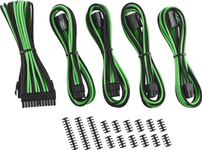 Сет продолжни кабли CableMod Cable Kit CM-CAB-CKIT-N86KKLG-R, ModMesh, ATX EPS PCIe, црна/зелена