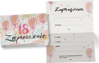 Ftesa ditlindje Kukartka Invitation ZZ-081 Birthday 18, set 5 copë, me shumë ngjyra