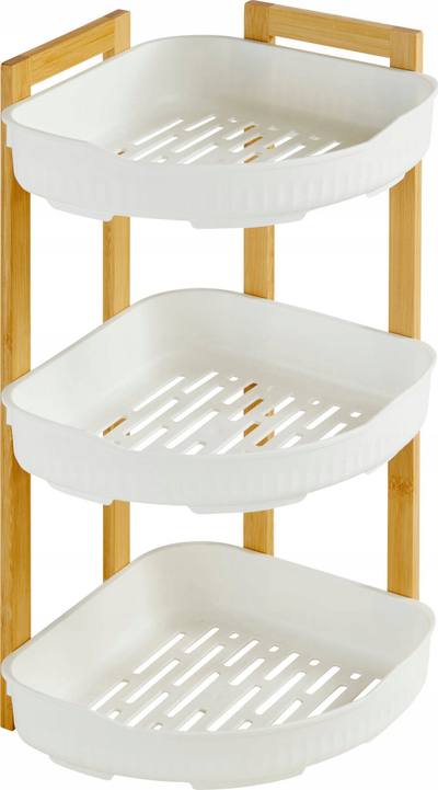 Raft këndor banjoje Naturéo, 3 nivele, 29x22cm, bambu e bardhë