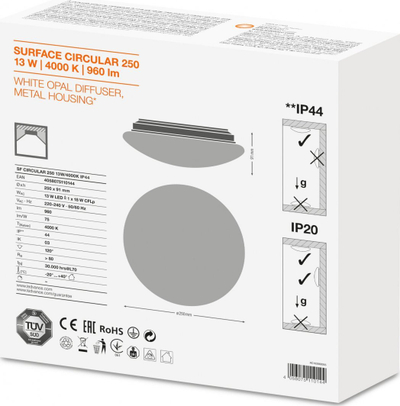 Llambë tavani Ledvance PLAFON SF CIRCULAR 250, 13W, 4000K, IP44, e bardhë