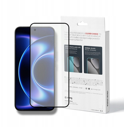 Xham mbrojtës Crong 3D Armour Glass Lite për Xiaomi 17, Full Glue, 9H, me kornizë të zezë