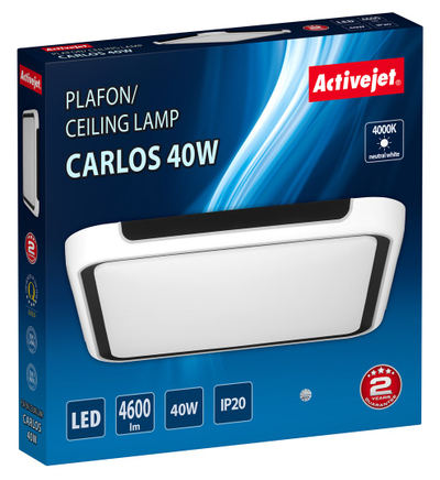 Llambë tavani Activejet, 40W, LED, e zezë dhe e bardhë