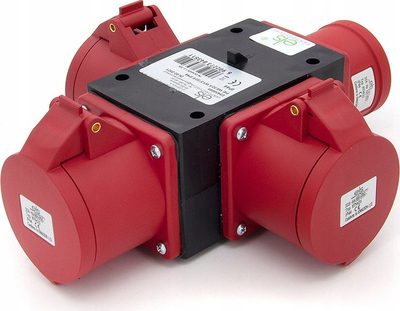 Трифазен адаптер Triple Splitter P003W, 32A 5P 400V, IP44, во црвена и црна боја