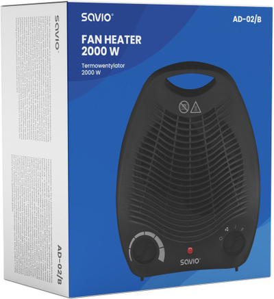 Ngrohëse me ventilator Savio AD-02 B, 2000W, termostat i rregullueshëm, e zezë