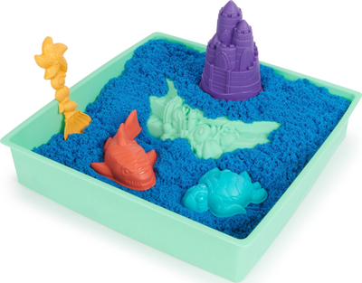 Set rërë kinetike Spin Master Kinetic Sand Sandbox, tabaka me dy kate, rërë blu