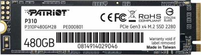 Disk SSD Patriot P310 . 480GB, M.2 2280 PCI-E x4 Gen3 NVMe