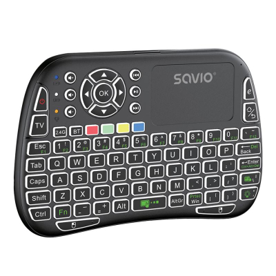 Tastierë e vogël wireless Savio KW-04, ARGB, me touchpad, e zezë