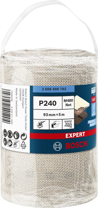 Rrjetë gërryese Bosch Expert M480 Sanding Net, për dru bojë dhe gips, reduktim i avancuar i pluhurit