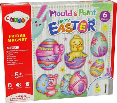 Set kreativ Leantoys Happy Easter, gips dhe bojra, për lyerje vezësh