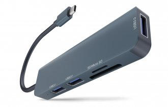 Hub USB C Newell 5 në 1, 3 porta USB, lexues SD dhe microSD, gri