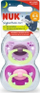 Qetësuese bebe NUK Signature Night, silikon 0-6 muaj, që ndriçojnë natën, set me 2 copë, shumëngjyrëshe