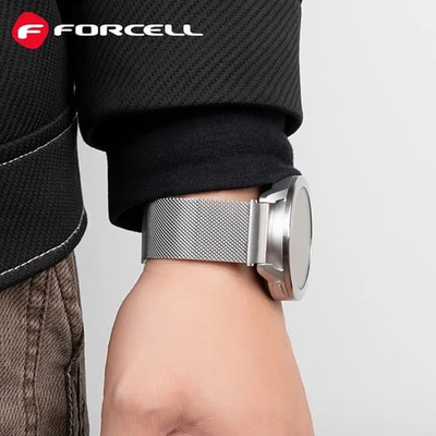 Rrip ore Forcell Strap F-DESIGN FS11, 22 mm, çelik inoks magnetik, argjendtë