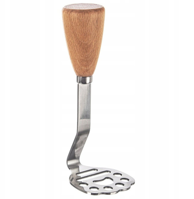 Shtypëse patatesh çelik inox dhe dru, për pure dhe fruta, ngjyrë natyrale