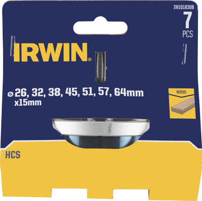 Set sharra rrethore Irwin IWO18308, 7 copa, Ø26‑64mm, për dru