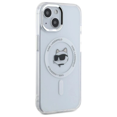Mbështjellës telefoni Karl Lagerfeld IML K&amp;CH Heads, MagSafe, për iPhone 15, transparent