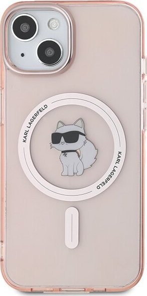 Këllëf telefoni Karl Lagerfeld IML Choupette MagSafe për iPhone 14 15 13 6.1", i tejdukshëm, rozë