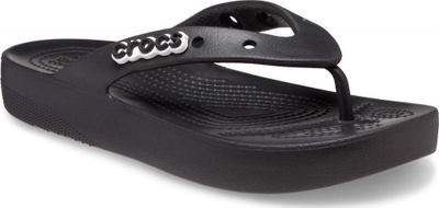 Shapka plazhi Crocs Classic Platform Flip, goca, me platformë, të zeza