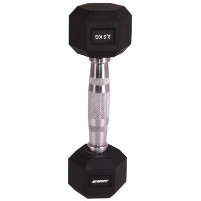 Shtangë dore Eb Fit Hex Rubber, 2.5 kg, gize, e zezë