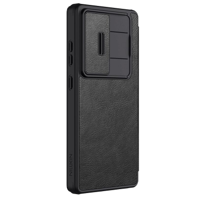 Капак Nillkin QIN Pro за Samsung Galaxy S25 Ultra S25 Plus, капак со лизгач за камера, џеб за картички, црн