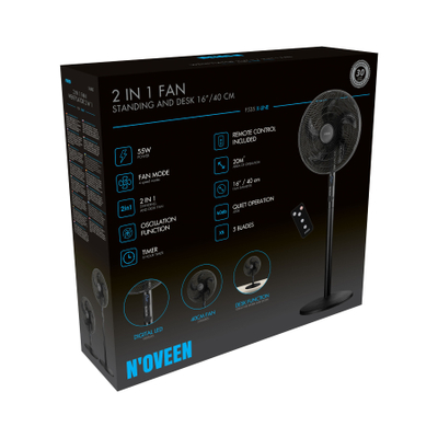 Ventilator NOVEEN F535 2 në 1, 16"/40 cm, 4 shpejtësi, i bardhë