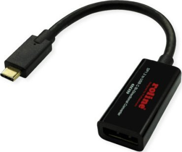 Adaptor kabllo USB C në DisplayPort Roline, 20cm, V1.2, i zi