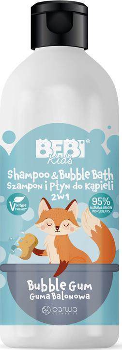Shampo dhe xhel dushi për fëmijë Barwa Bebi Kids 2n1, 500ml, aromë Bubble Gum