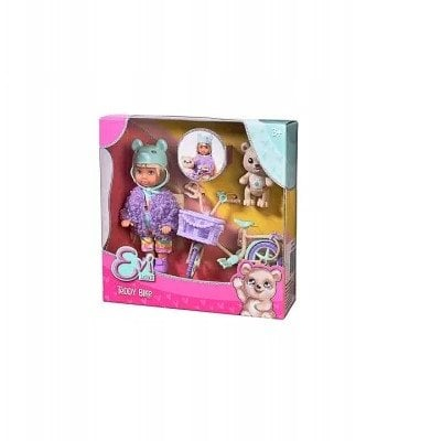Set lodrash Evi Love Teddy Bike, kukull me biçikletë dhe arush, shumëngjyrëshe