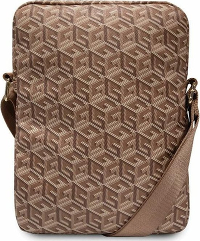 Çantë tablet Guess GCube Stripe 10", lëkurë sintetike, kafe