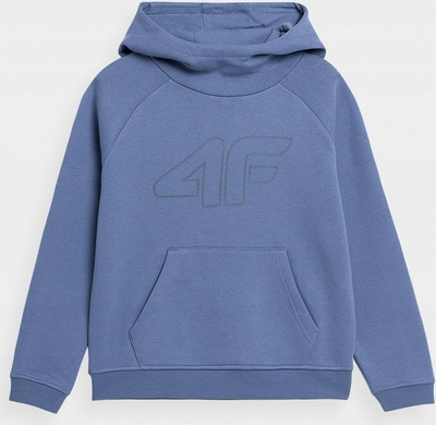 Bluzë sport me kapuç për goca 4F HJZ22 JBLD002, madhësia 128, denim blu