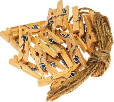 Set dekorativ Brewis Clothespins, 20 copë, spango natyrale, ngjyrë druri natyrale