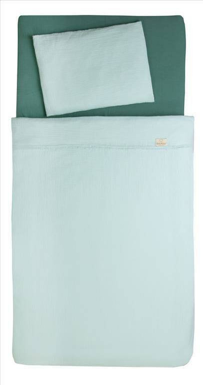 Set posteqesh pambuku për krevat fëmijësh, 100 x 135 cm, 40 x 60 cm, ngjyrë turquoise