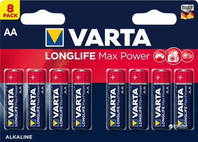 Bateri alkaline Varta Longlife Max Power AA, pakim 8 copë